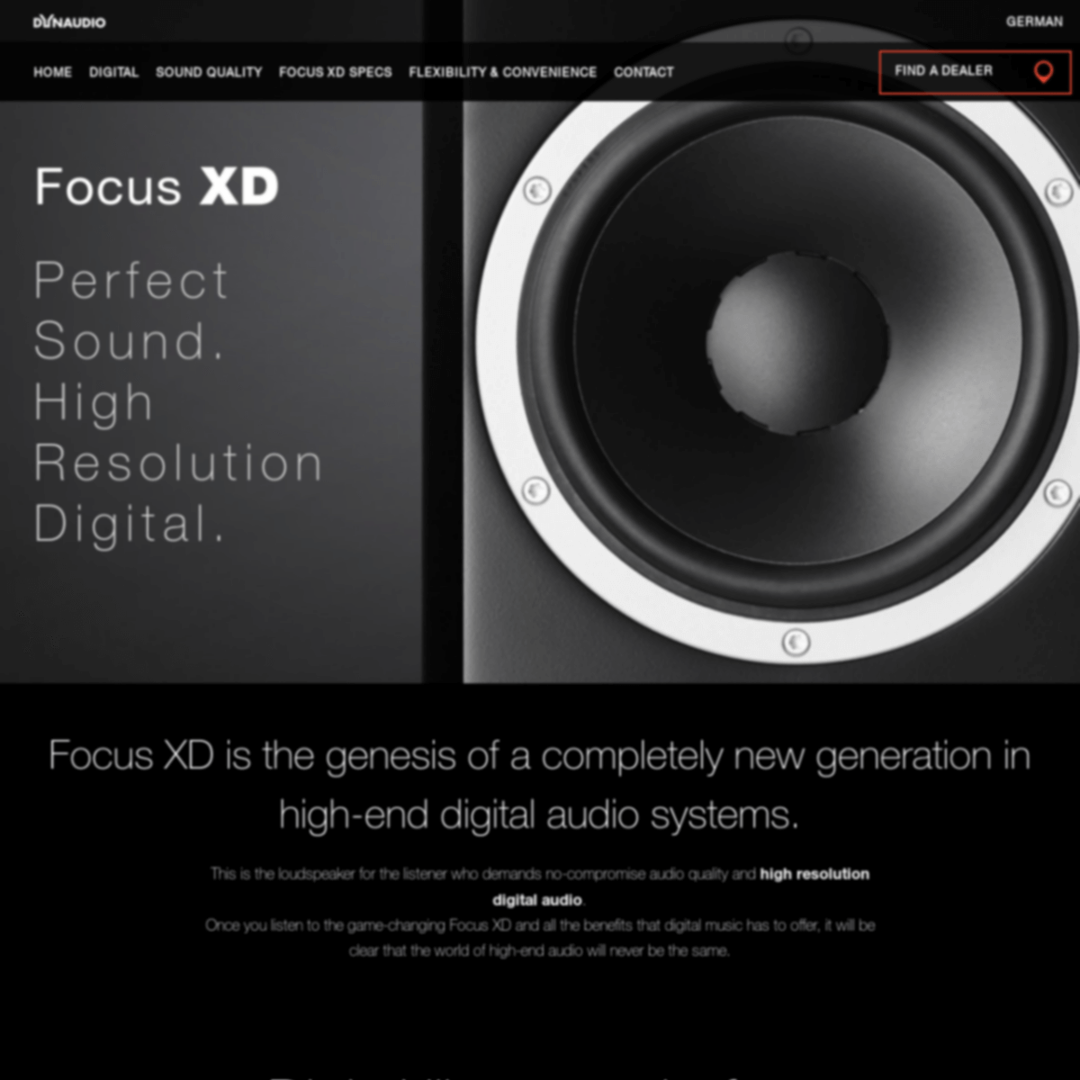 Screenshot of focusxd.dynaudio.com