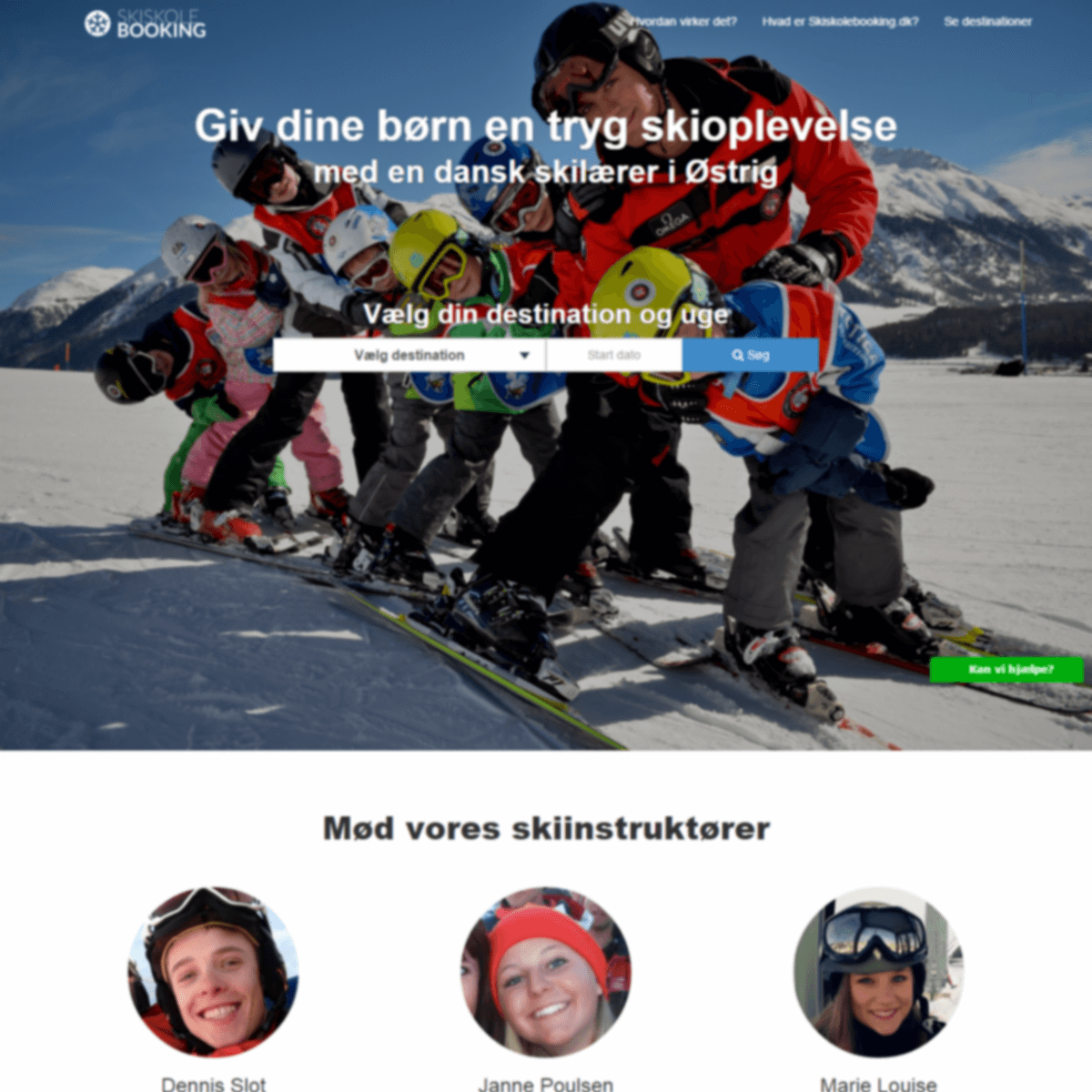Screenshot of skiskolebooking.dk